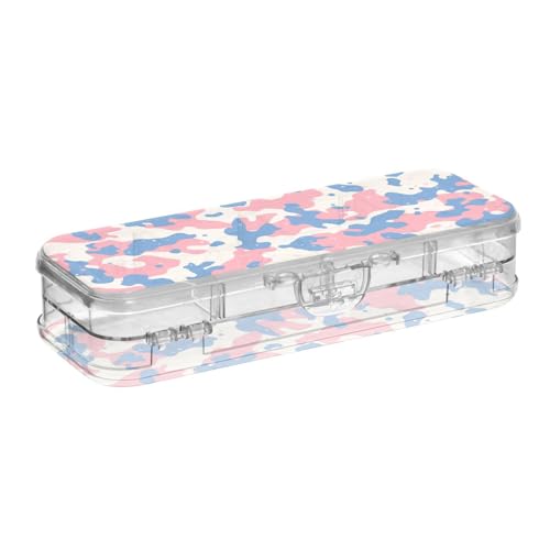 GuoChe Transparente Stiftebox mit doppelschichtigem Buntstift-Behälter für Schreibwaren mit Schnappdeckel von GuoChe