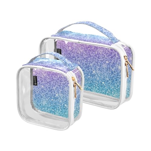 GuoChe Transparente große Kosmetiktasche, Handgepäck-Organizer, Taschen mit Griffschlaufe, Reisezubehör, 2 Stück, Violett / Blau, Bunt, 1 size von GuoChe