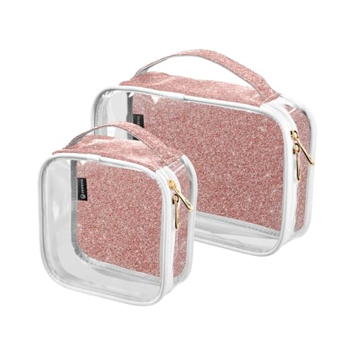 GuoChe Transparente kleine Kosmetiktasche für Geldbörse, wasserabweisend, transparent, für Damen, Reise-Kulturbeutel, 2 Stück, Rosa, Bunt, 1 size von GuoChe