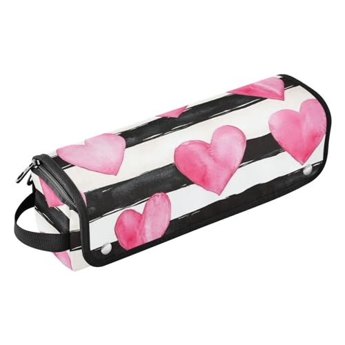 GuoChe Wasserdichter flacher Lockenstab Reise-Organizer mit Eisenmatte rosa gestreiftes Herz von GuoChe
