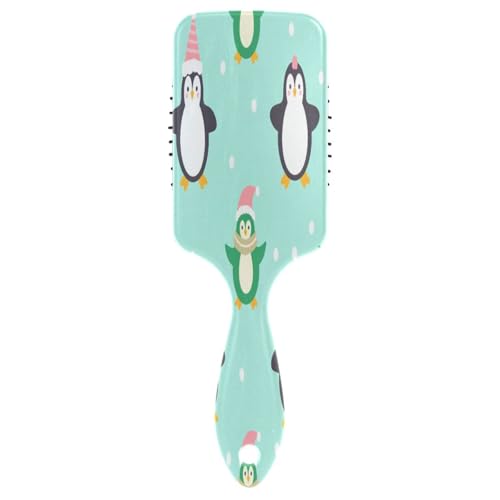 Haarbürste mit Weihnachts-Pinguin-Muster, für dicke, lockige, dünne, lange, kurze, nasse oder trockene Haare, verleiht Glanz und macht glatte Kamm-Paddelbürste für Männer, Frauen, Kinder von GuoChe