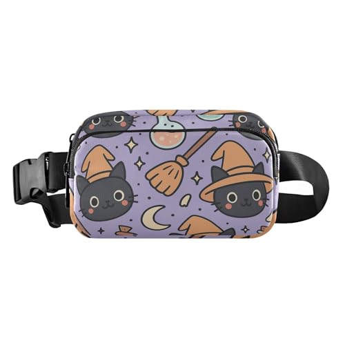 Halloween Hexenkatzen Stilvolle Hüfttasche Crossbody Tasche für Damen, Herren, Teenager, wasserabweisend von GuoChe