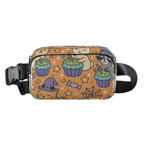 Halloween Witch Sweet Shop Critters Stilvolle Umhängetasche Hüfttasche für Damen Herren Teenager Mini von GuoChe