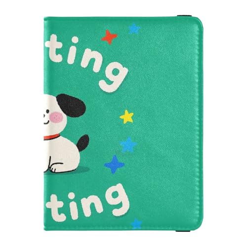 Hello Cartoon Cute White Dog Leather Passport and Impfpass Holder Combo Travel Passport Wallet Passport Holder for Men and Women Waterproof von GuoChe