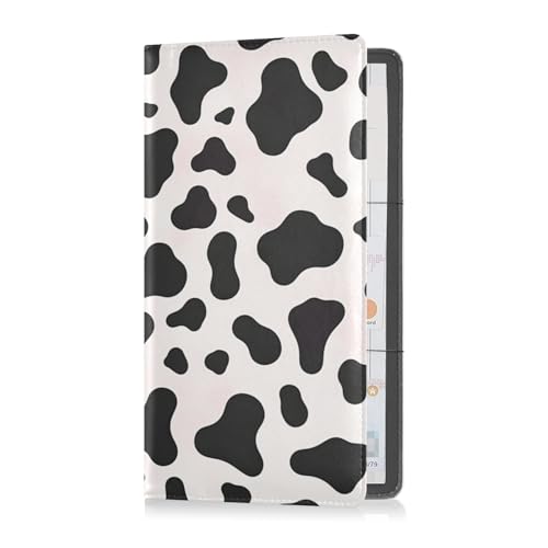 Kartenhalter aus PU-Leder, für Herren und Damen, Handschuhfach, Organizer für Ausweis, Führerschein, Kontaktinformationskarten, einfaches Kuhmuster, Vektorillustration auf Weiß von GuoChe