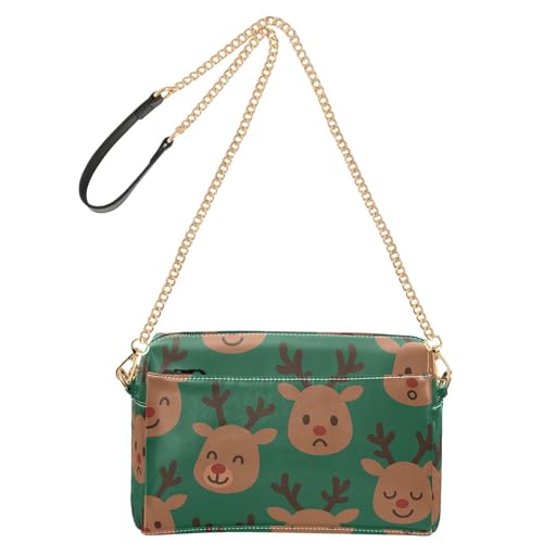 Kleine Umhängetasche, veganes Leder, Geldbörse, Umhängetasche, wasserdicht, Schulterhandtaschen, Weihnachts-Rentier-Muster von GuoChe