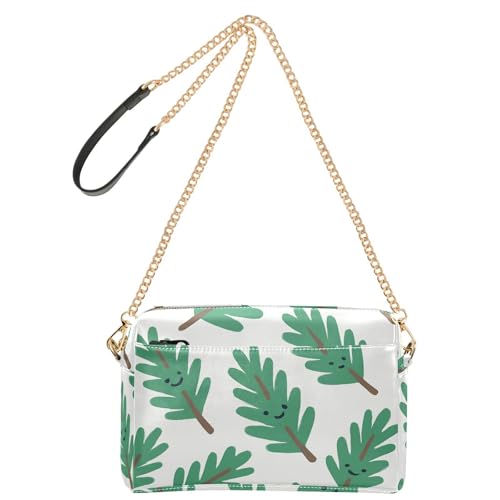 Kleine Umhängetasche für Damen, veganes Leder, Umhängetasche, wasserdicht, Schulterhandtaschen für Damen, Weihnachten, Tannenzweig-Muster von GuoChe