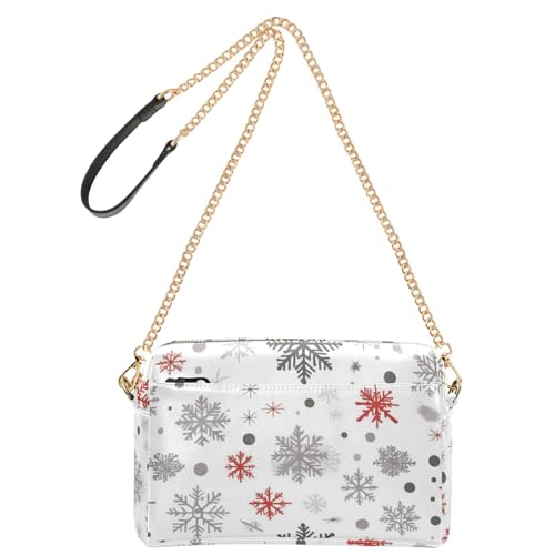 Kleine Umhängetasche für Damen, veganes Leder, lässige Geldbörse, Reißverschluss, Damen-Schulterhandtaschen, Weihnachten, Schneeflocke von GuoChe