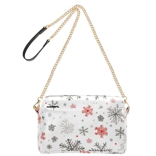 Kleine Umhängetaschen für Damen, veganes Leder, Cross-Body, Geldbörse, Reißverschluss, Damen-Schulterhandtaschen, Weihnachten, Schneeflocke von GuoChe