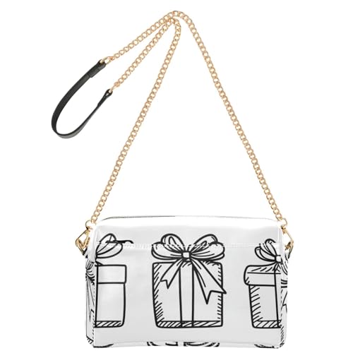 Kleine Umhängetaschen für Damen, veganes Leder, Damengeldbörse, Reißverschluss, Schulterhandtaschen, einfache Geschenk-Box, Umriss, Weihnachten von GuoChe