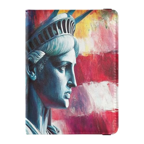 Lady Liberty Presidents Day Art Leder Reisepass und Impfkartenhalter Combo Reisepasshülle mit RFID-Blockierung für Männer und Frauen wasserdicht von GuoChe