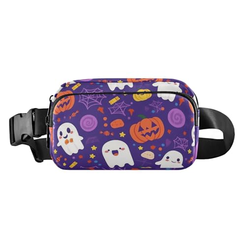 Lila Kürbis Halloween Muster Druck Trendy Bauchtasche für Damen Herren Teenager Klein von GuoChe