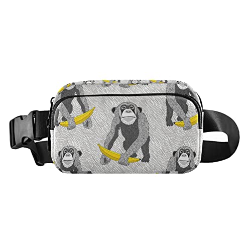 Lustige Affen-Bananen-Bauchtasche für Damen und Herren, Gürteltasche, Crossbody-Taschen mit verstellbarem Riemen, Mini-Hüfttasche für Workout, Laufen, Maschinenwäsche, 8 x 6.5 x 2.3 Inches, Bauchtasche von GuoChe