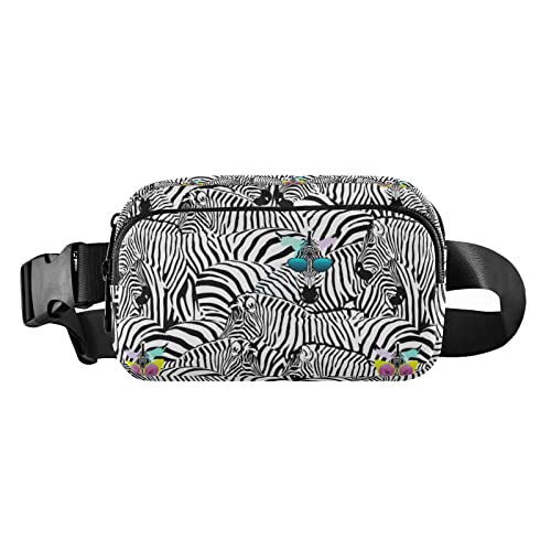 Lustige Zebra-Bauchtasche für Damen und Herren, Gürteltasche, Crossbody-Taschen mit verstellbarem Riemen, Mini-Hüfttasche für Workout, Laufen, Maschinenwäsche, 8 x 6.5 x 2.3 Inches, Bauchtasche von GuoChe