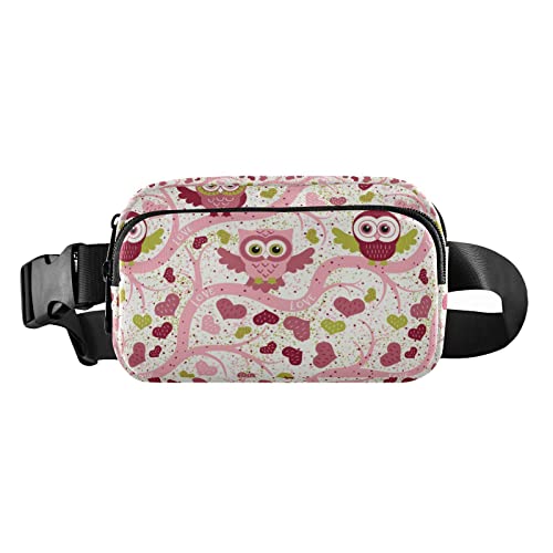 Niedliche Eulen-Bauchtasche für Damen und Herren, Gürteltasche, Crossbody-Taschen mit verstellbarem Riemen, Mini-Hüfttasche für Workout, Laufen, Maschinenwäsche, 8 x 6.5 x 2.3 Inches, Bauchtasche von GuoChe