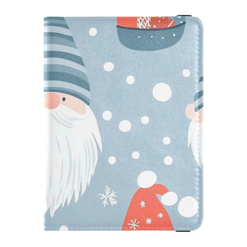 Niedliche Zwerge mit Schneeflocken, Leder, Reisepass- und Impfkartenhalter, Kombi-Reisepass-Brieftasche mit Impfkartenschlitz, Reisepasshülle für Damen und Herren, wasserdicht von GuoChe