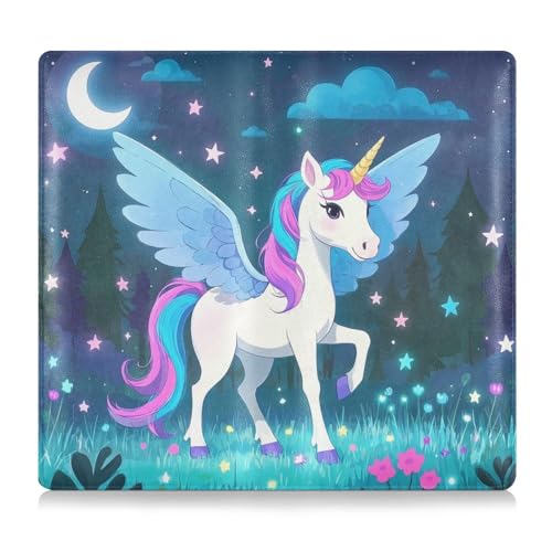 PU-Leder Auto Registrierung & Versicherung Kartenhalter Männer Frauen Brieftasche Zubehör Etui für Karten, Essential Document Führerschein Einhörner in Sternenhimmel von GuoChe