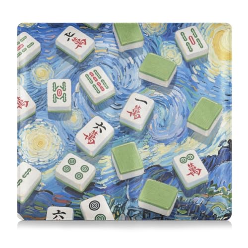 Premium Leder Auto Registrierung Versicherung & Ausweishalter Herren Damen Auto Handschuhfach Organizer für Dokumente, Karten, Führerschein Mahjong Sternennacht Kunst von GuoChe