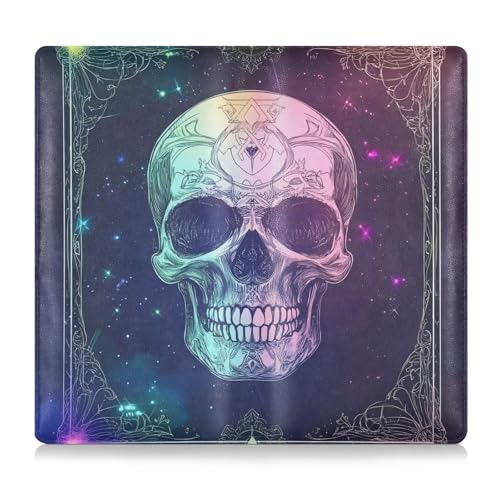 Premium Leder Auto Zulassung Versicherung & Ausweishalter Herren Damen Fahrzeug Handschuhfach für Führerschein, Karten & wichtige Dokumente Totenkopf Neon Kunstdruck von GuoChe