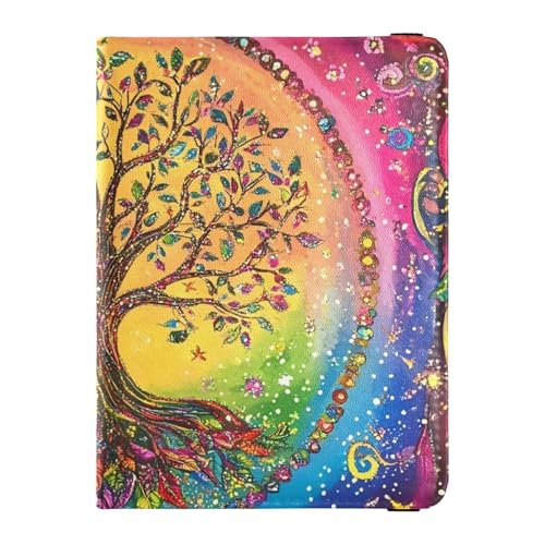 Rainbow Tree Art Reisepass- und Impfkartenhalter aus Leder, Kombi-Reisepasshülle, Reisedokumente, Brieftasche, Reisepasshülle mit RFID-Blockierung, für Damen und Herren, wasserdicht von GuoChe