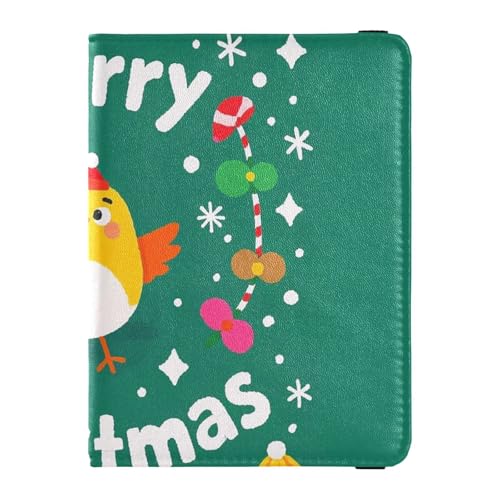 Reisepass- und Impfkarten-Brieftasche, Motiv: Frohe Weihnachten, Cartoon-Vogel, Leder, Reisedokumente, Organizer, Schutz, Reisepasshülle, für Damen und Herren, wasserdicht von GuoChe
