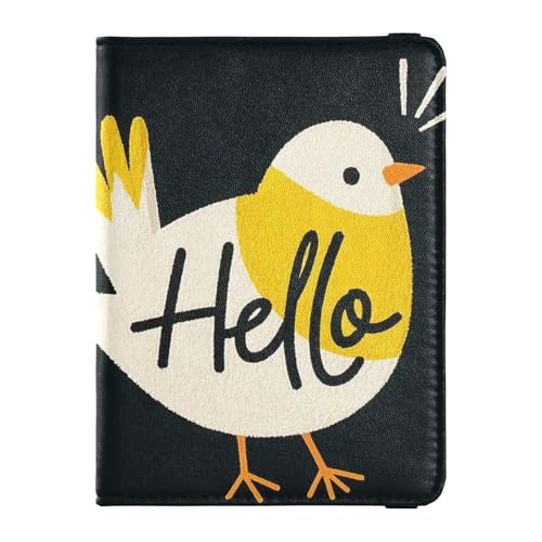 Reisepass- und Impfkarten-Brieftasche, aus Leder, Reisedokumente, Organizer, Schutz, Reisepasshülle mit RFID-Blockierung, für Damen und Herren, wasserdicht, Hello Cartoon süßer weißer Vogel, 1 size von GuoChe