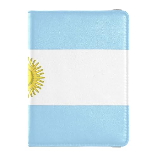 Reisepass- und Impfkarten-Brieftasche aus Leder, Combo Reisepasshülle, Reisedokumente, Brieftasche, Reisepasshülle mit RFID-Blockierung, für Damen und Herren, wasserdicht, Argentinien-Flagge, 1 size von GuoChe