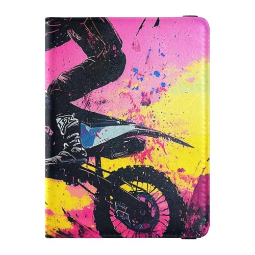 Reisepass- und Impfkarten-Brieftasche aus Leder, Kombi, Reisepasshülle mit RFID-Blockierung, für Damen und Herren, wasserdicht, Motocross-Neonmuster, 1 size, Modern von GuoChe