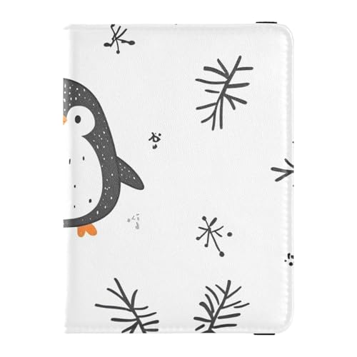 Reisepass- und Impfkarten-Brieftasche aus Leder, Kombi, Reisepasshülle mit RFID-Blockierung, für Damen und Herren, wasserdicht, Pinguin-Wintermuster, 1 size, Modern von GuoChe