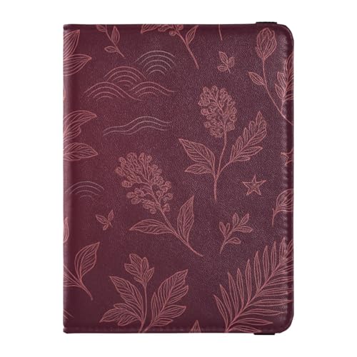 Reisepass- und Impfkarten-Brieftasche aus Leder, Kombi-Reisepasshülle, Reisedokumente, Reisepasshülle für Damen und Herren, wasserdicht, Burgunderrote Blumen, 1 size, Modern von GuoChe