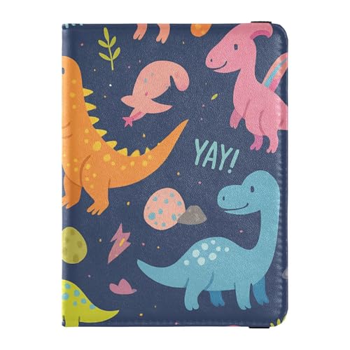 Reisepass- und Impfkarten-Etui aus Leder, Kombi-Reisepasshülle, Reisedokumente, Brieftasche, Reisepasshülle für Damen und Herren, wasserdicht, Dinosaurier, 1 size, Modern von GuoChe