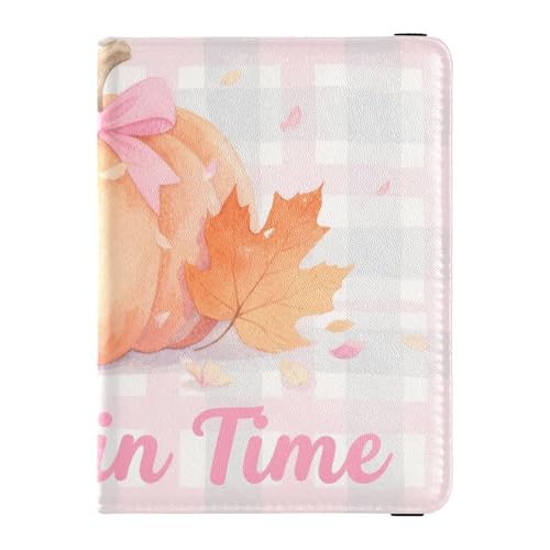 Reisepass- und Impfkarten-Etui aus Leder, Kombi-Reisepasshülle mit Impfkartenschlitz, Reisepasshülle, Brieftaschen-Etui für Damen und Herren, wasserdicht, Pumpkin Time Autumn Art, 1 size, Modern von GuoChe