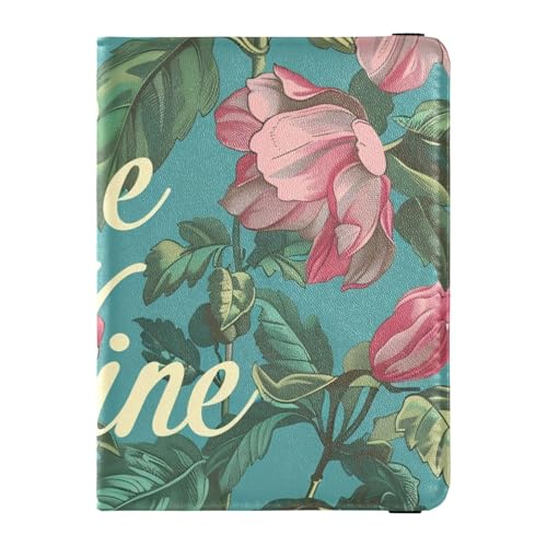 Reisepass- und Impfkarten-Etui aus Leder, Kombi-Reisepasshülle mit RFID-Blockierung, für Damen und Herren, wasserdicht, Florales Be Mine-Design, 1 size, Modern von GuoChe