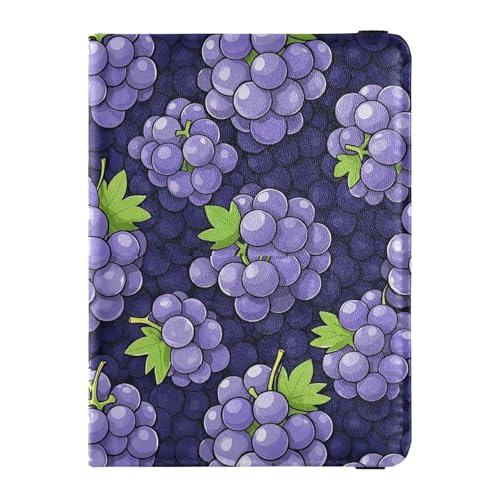 Reisepass- und Impfkarten-Etui aus Leder, Kombi-Reisepasshülle mit RFID-Blockierung, für Damen und Herren, wasserdicht, Traubenviolettes Muster, 1 size, Modern von GuoChe