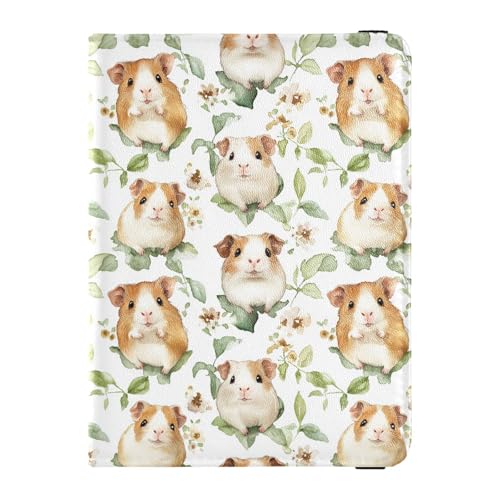 Reisepass- und Impfkartenetui aus Leder, Kombi, Reisedokumente, Brieftasche, Reisepasshülle, für Damen und Herren, wasserdicht, Meerschweinchen-Blumenmuster, 1 size, Modern von GuoChe