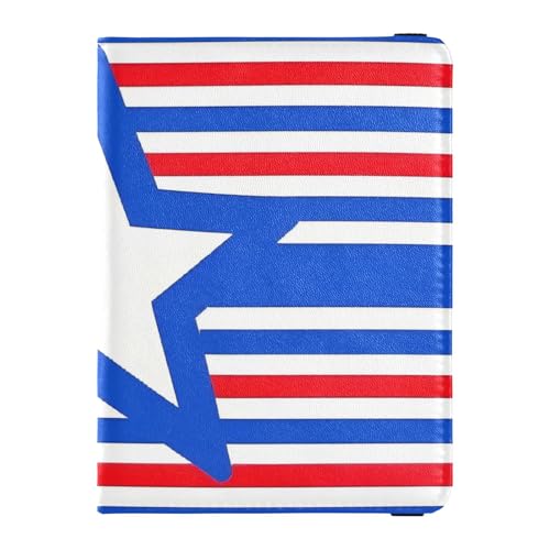 Reisepass- und Impfkartenetui aus Leder, Kombi, Reisedokumente, Brieftasche, Reisepasshülle, für Damen und Herren, wasserdicht, Stern-Streifenmuster, 1 size, Modern von GuoChe