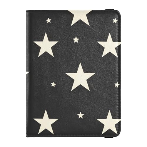 Reisepass- und Impfkartenetui aus Leder, Kombi, Reisepasshülle, Reisepasshülle, Kombination mit Impfkartenfach, für Damen und Herren, wasserdicht, Schwarzes Sternmuster, 1 size, Modern von GuoChe