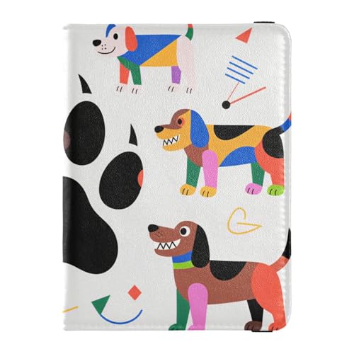 Reisepass- und Impfkartenetui aus Leder, Kombi, Reisepasshülle, Reisepasshülle für Damen und Herren, wasserdicht, 5-Hundepfotenmuster, 1 size, Modern von GuoChe