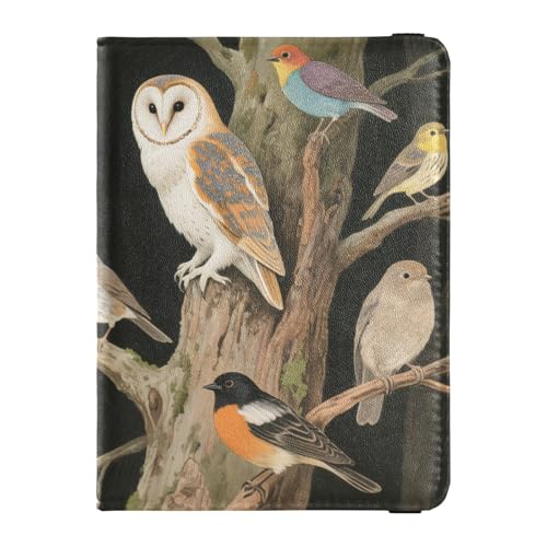 Reisepass- und Impfkartenetui aus Leder, Kombi, Reisepasshülle, Reisepasshülle für Damen und Herren, wasserdicht, Birds in Tree Art, 1 size, Modern von GuoChe
