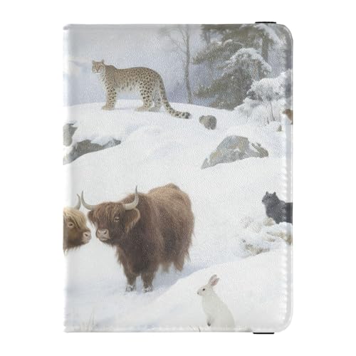 Reisepass- und Impfkartenetui aus Leder, Kombi, Reisepasshülle, Reisepasshülle für Damen und Herren, wasserdicht, Yak Snow Art, 1 size, Modern von GuoChe