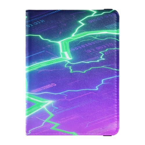 Reisepass- und Impfkartenetui aus Leder, Kombi-Reisepasshülle, Reisedokumente, Brieftasche, Reisepasshülle mit RFID-Blockierung, für Damen und Herren, wasserdicht, Grüner Blitzbolzen, 1 size, Modern von GuoChe