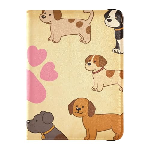 Reisepass- und Impfkartenetui aus Leder, Kombi-Reisepasshülle, Reisedokumente, Brieftasche, Reisepasshülle mit RFID-Blockierung, für Damen und Herren, wasserdicht, Hundepfotenmuster, 1 size, Modern von GuoChe