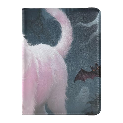 Reisepass- und Impfkartenetui aus Leder, Kombi-Reisepasshülle, Reisedokumente, Brieftasche, Reisepasshülle mit RFID-Blockierung, für Damen und Herren, wasserdicht, Mystic Cat Art, 1 size, Modern von GuoChe