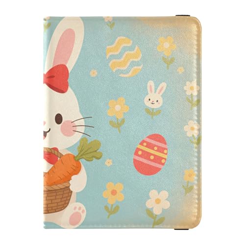 Reisepass- und Impfkartenetui aus Leder, Kombi-Reisepasshülle mit Impfkartenschlitz, Reisepasshülle, Combo mit Impfkartenfach, für Männer und Frauen, wasserdicht, 1 x Osterhasen-Kunst, 1 size, Modern von GuoChe