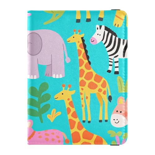 Reisepass- und Impfkartenetui aus Leder, Kombi-Reisepasshülle mit Impfkartenschlitz, Reisepasshülle, Combo mit Impfkartenfach, für Männer und Frauen, wasserdicht, Safari-Tierdruck, 1 size, Modern von GuoChe