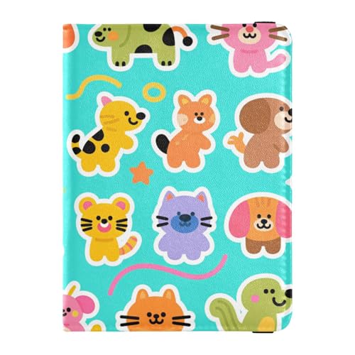 Reisepass- und Impfkartenetui aus Leder, Kombi-Reisepasshülle mit Impfkartenschlitz, Reisepasshülle, Combo mit Impfkartenfach, für Männer und Frauen, wasserdicht, Tier-Aufkleber-Kunst, 1 size, Modern von GuoChe