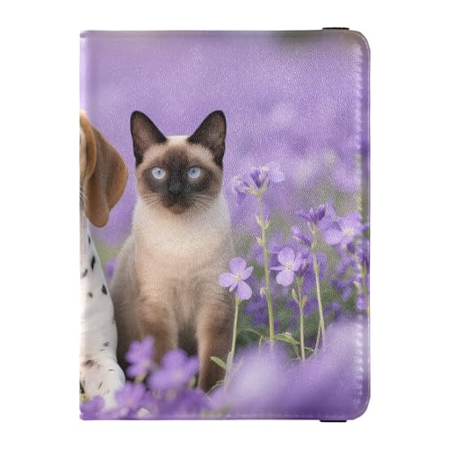 Reisepass- und Impfkartenetui aus Leder, Kombi-Reisepasshülle mit Impfkartenschlitz, Reisepasshülle für Damen und Herren, wasserdicht, 1 Hund in Lavendel, 1 size, Modern von GuoChe