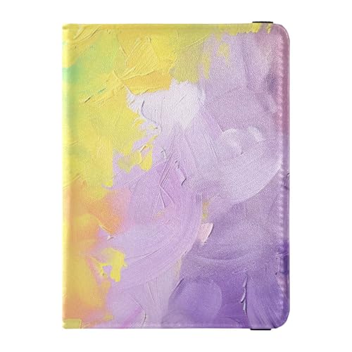 Reisepass- und Impfkartenetui aus Leder, mit Impfkartenschlitz, Gelb und Grün, Pastellfarben, für Damen und Herren, wasserdicht von GuoChe