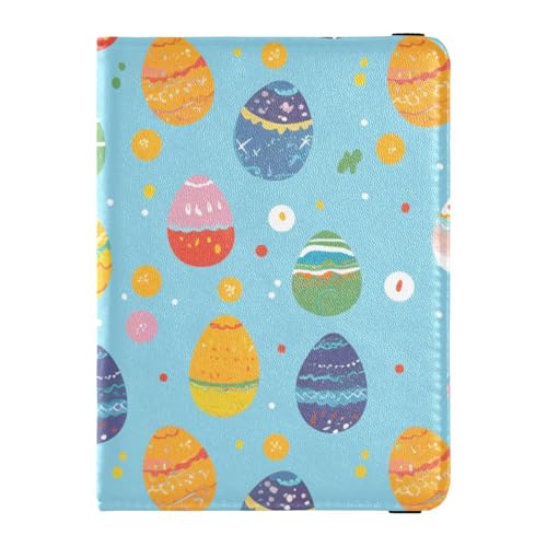 Reisepass- und Impfkartenhalter aus Leder, Combo Reisepasshülle, Reisedokumente, Brieftasche, Reisepasshülle, Combo mit Impfkartenfach, für Männer und Frauen, wasserdicht, Bunte Ostereier, 1 size von GuoChe