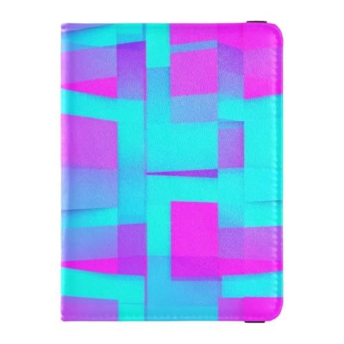 Reisepass- und Impfkartenhalter aus Leder, Combo Reisepasshülle, Reisedokumente, Brieftasche, Reisepasshülle, Combo mit Impfkartenfach, für Männer und Frauen, wasserdicht, Geometrisch – Stil Magenta von GuoChe